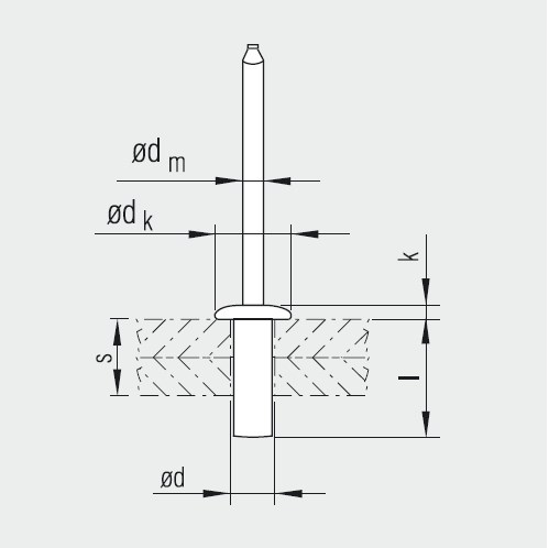 Заклепка вытяжная закрытая 4,8 x 22,0  ( Al / St ) S10314148220