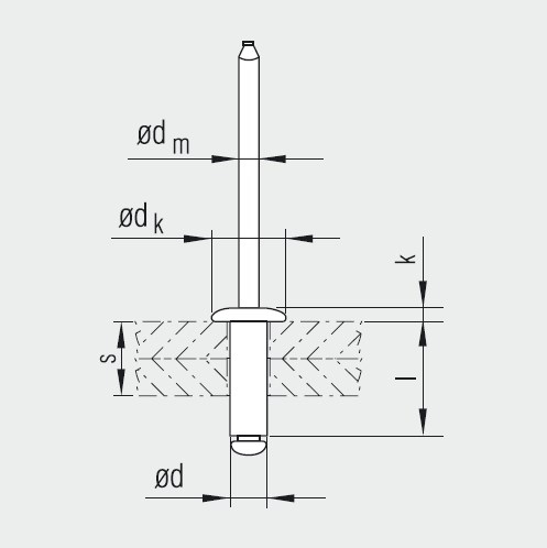 Заклепка вытяжная 4,8 x 14,0  ( Al / St ) S10101148140