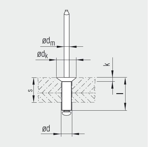 Заклепка вытяжная 3,2 x 7,0  ( Al / St )  потай S10101932070