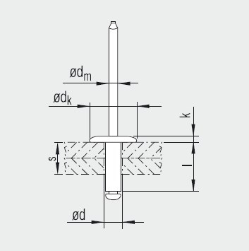 Заклепка вытяжная увеличенный  бортик 4,8 x 19,2  ( St / St ) k=14 Р10106648192