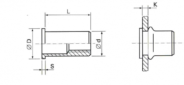 Заклепка вытяжная резьбовая Standard  M12  ( St ) M22026121035 диаметр 15,9 мм