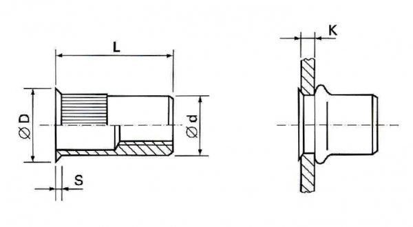 Заклепка вытяжная резьбовая Standard  M5  ( St )   S22026050525